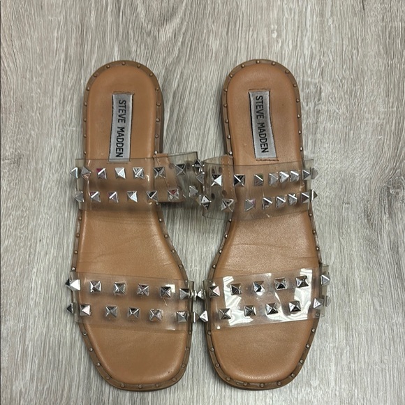 Steve Madden Shoes - Steve Madden Clear and Tan Studded Sandals